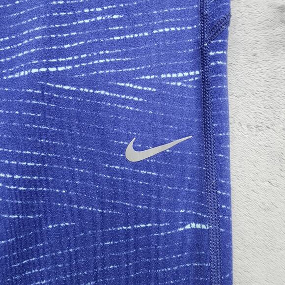 Nike Running Pants Womens M Blue Epic Run Training Legging Drawstring Zip Pocket - Picture 2 of 16